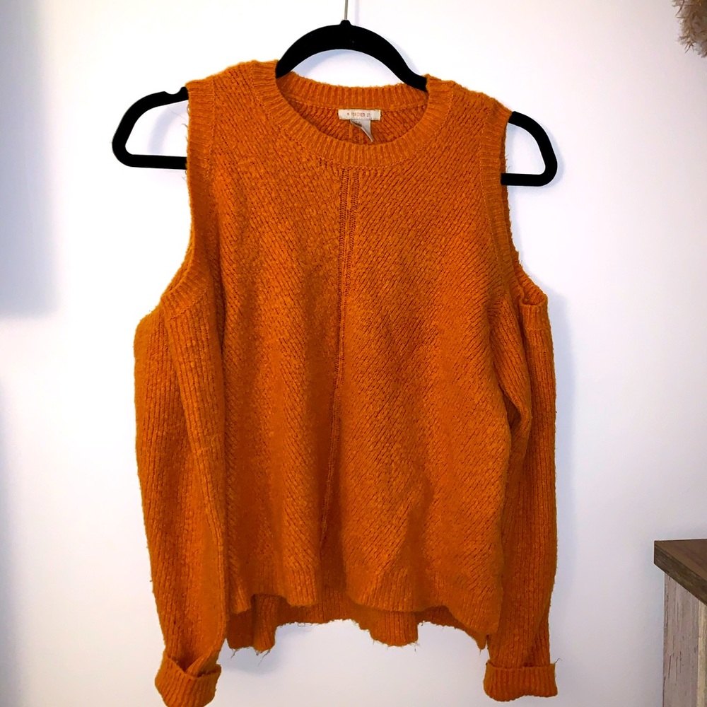 Orange shoulder less sweater